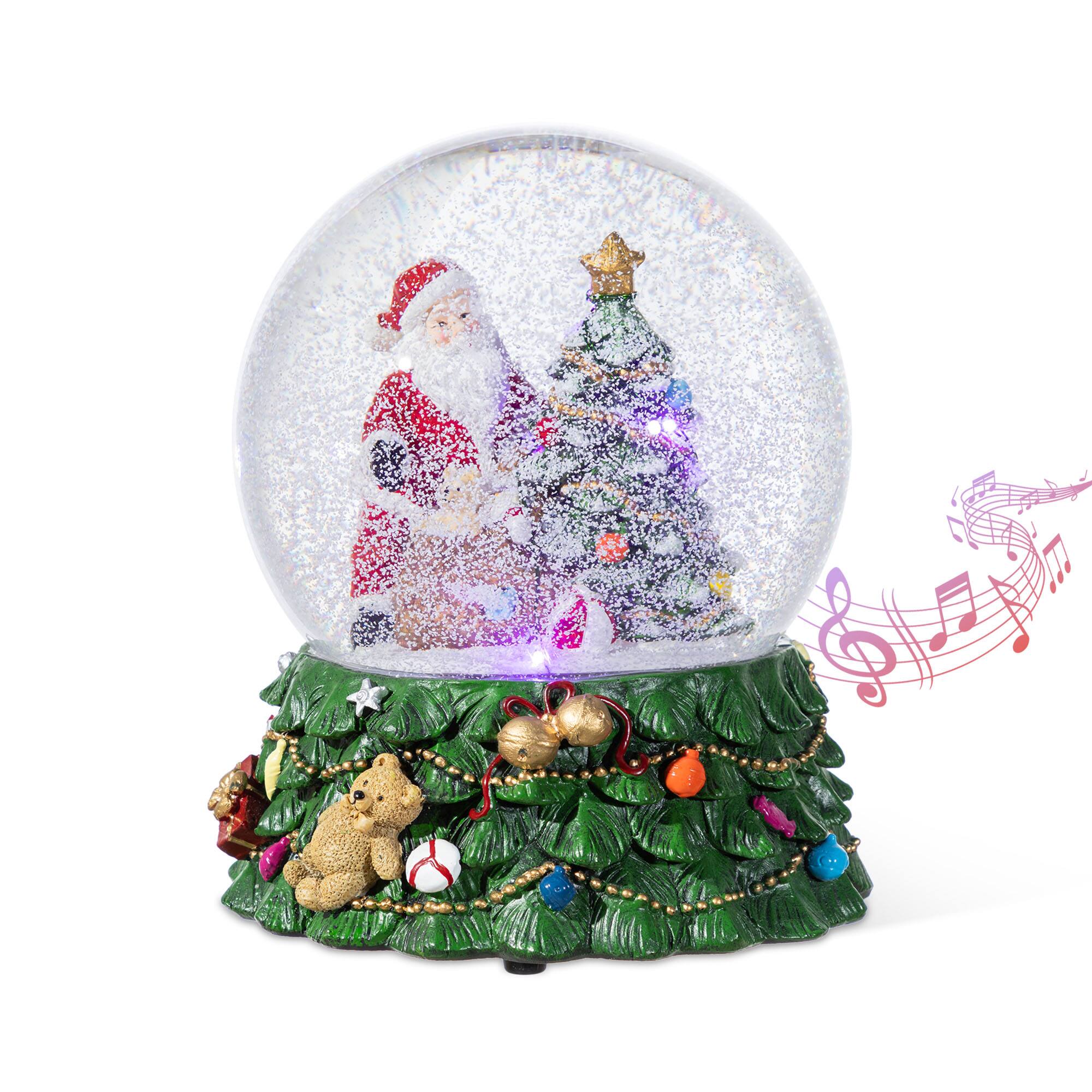 Glitzhome® 150mm Christmas Resin Lighted Musical Snowflakes Santa Waterglobe